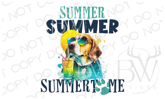 Summertime Beagle Summer Digital Download PNG