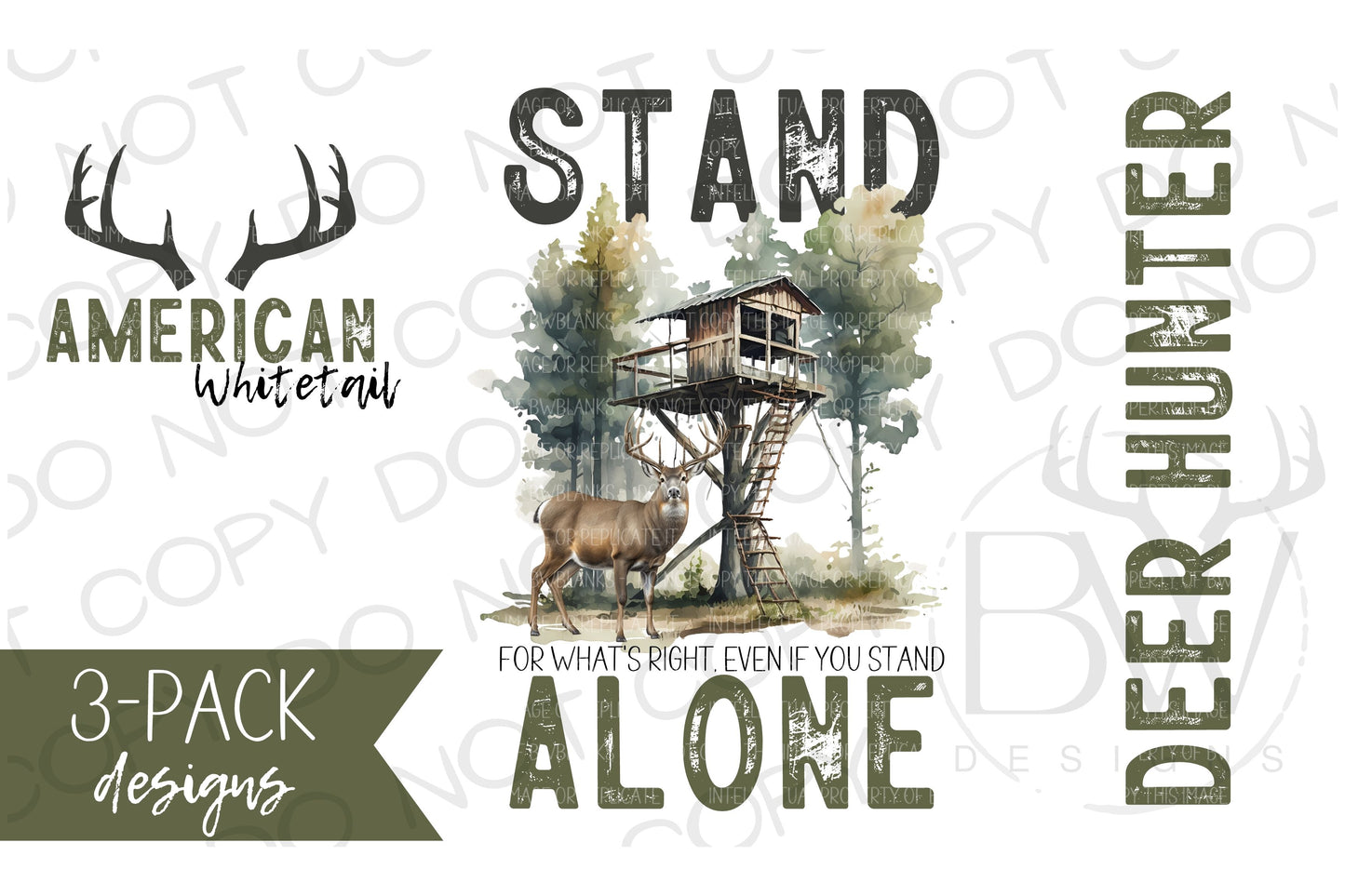 3-Pack Stand Alone Deer Hunting Digital Download PNG