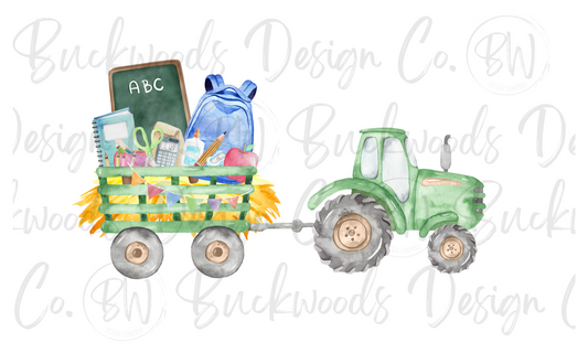 Back To School Tractor Digital Download PNG