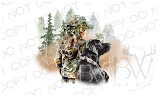 Little Girl Hunter Hunting Digital Download PNG