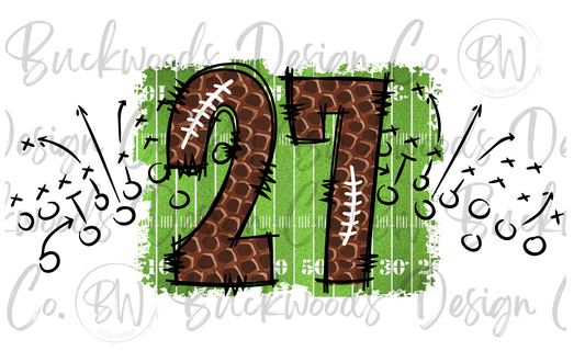 27 Doodle Football Jersey Numbers Football Digital Download PNG