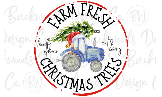 Farm Fresh Christmas Trees Christmas Tractor Digital Download PNG