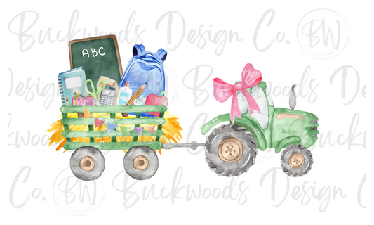 Back To School Tractor Digital Download PNG