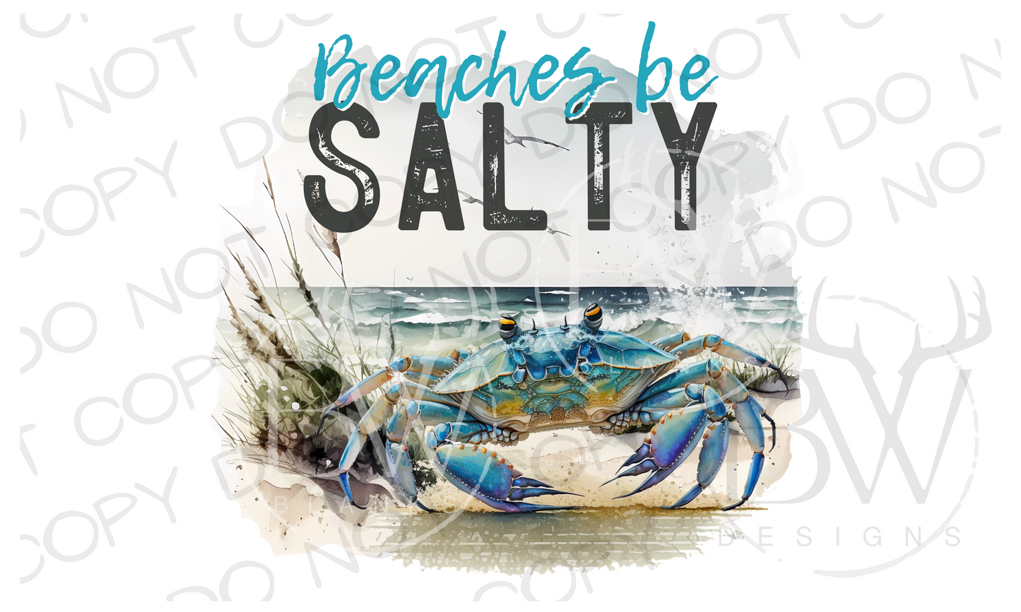 Beaches Be Salty Saltwater Blue Crab Digital Download PNG