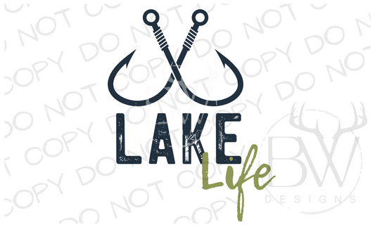 Lake Life Fishing Digital Download PNG