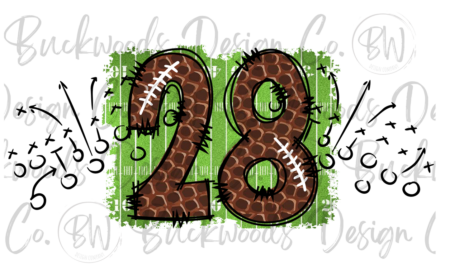 28 Doodle Football Jersey Numbers Football Digital Download PNG