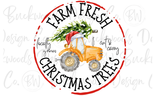 Farm Fresh Christmas Trees Christmas Tractor Digital Download PNG