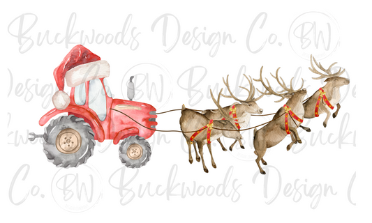 Christmas Tractor Digital Download PNG