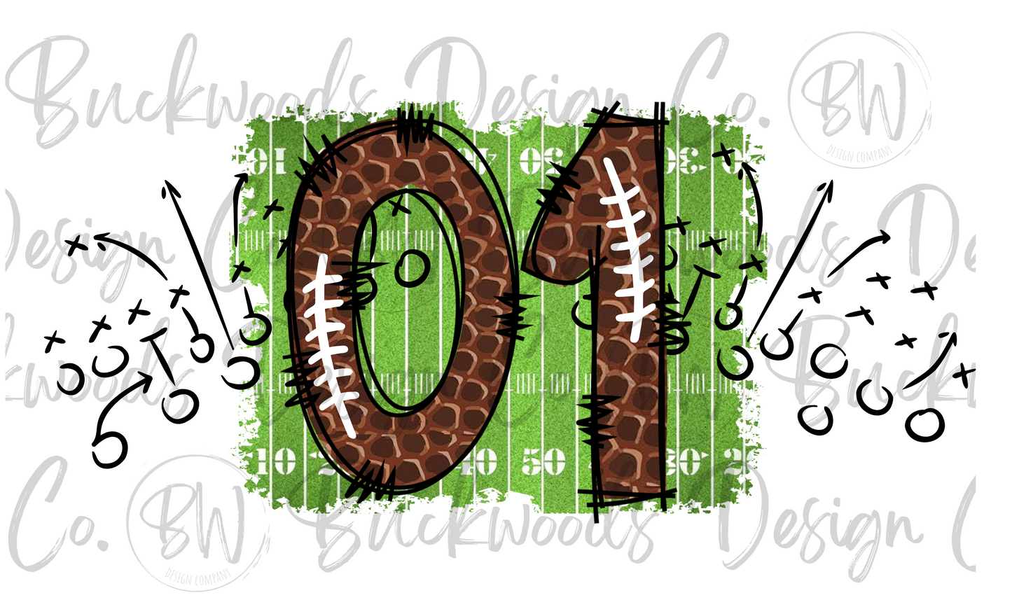 01 Doodle Football Jersey Numbers Football Digital Download PNG