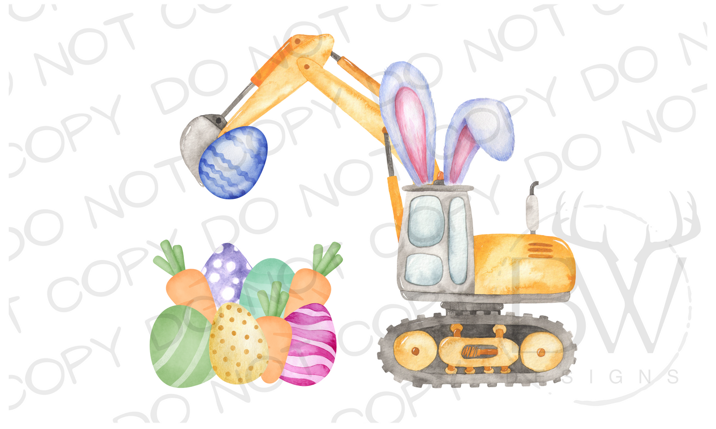 Easter Excavator Easter Construction Digital Download PNG