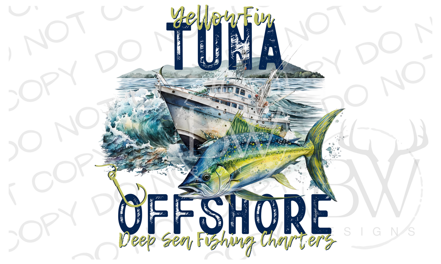 Yellowfin Tuna Fishing Saltwater Fishing Digital Download PNG