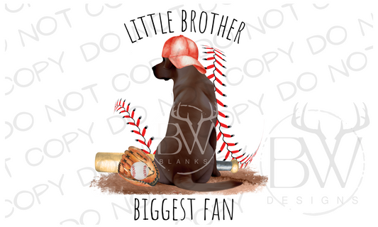 Little Brother Biggest Fan Baseball Hunting Dog Digital Download PNG