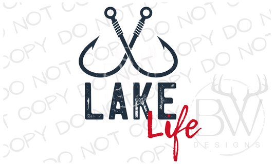 Lake Life Fishing Digital Download PNG