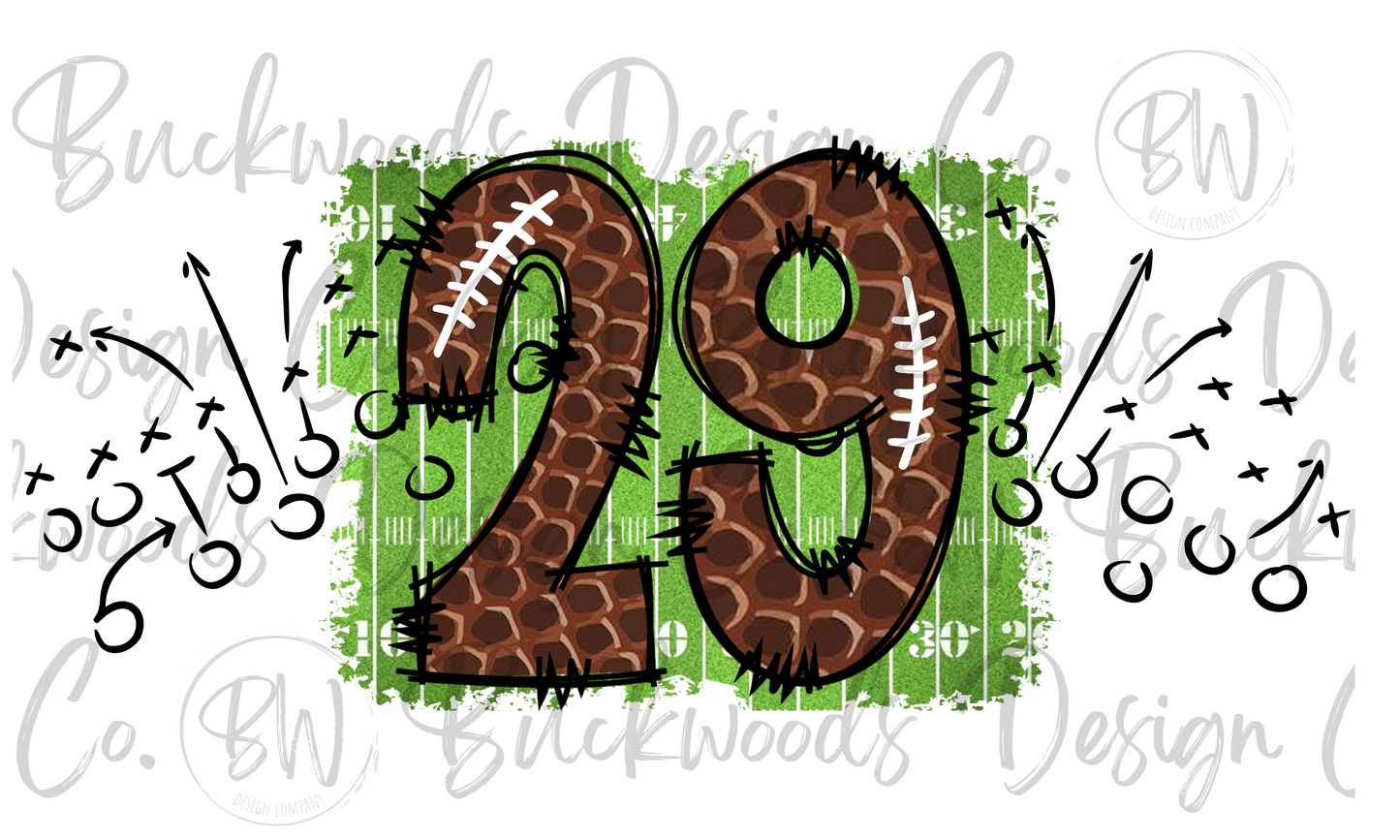 29 Doodle Football Jersey Numbers Football Digital Download PNG