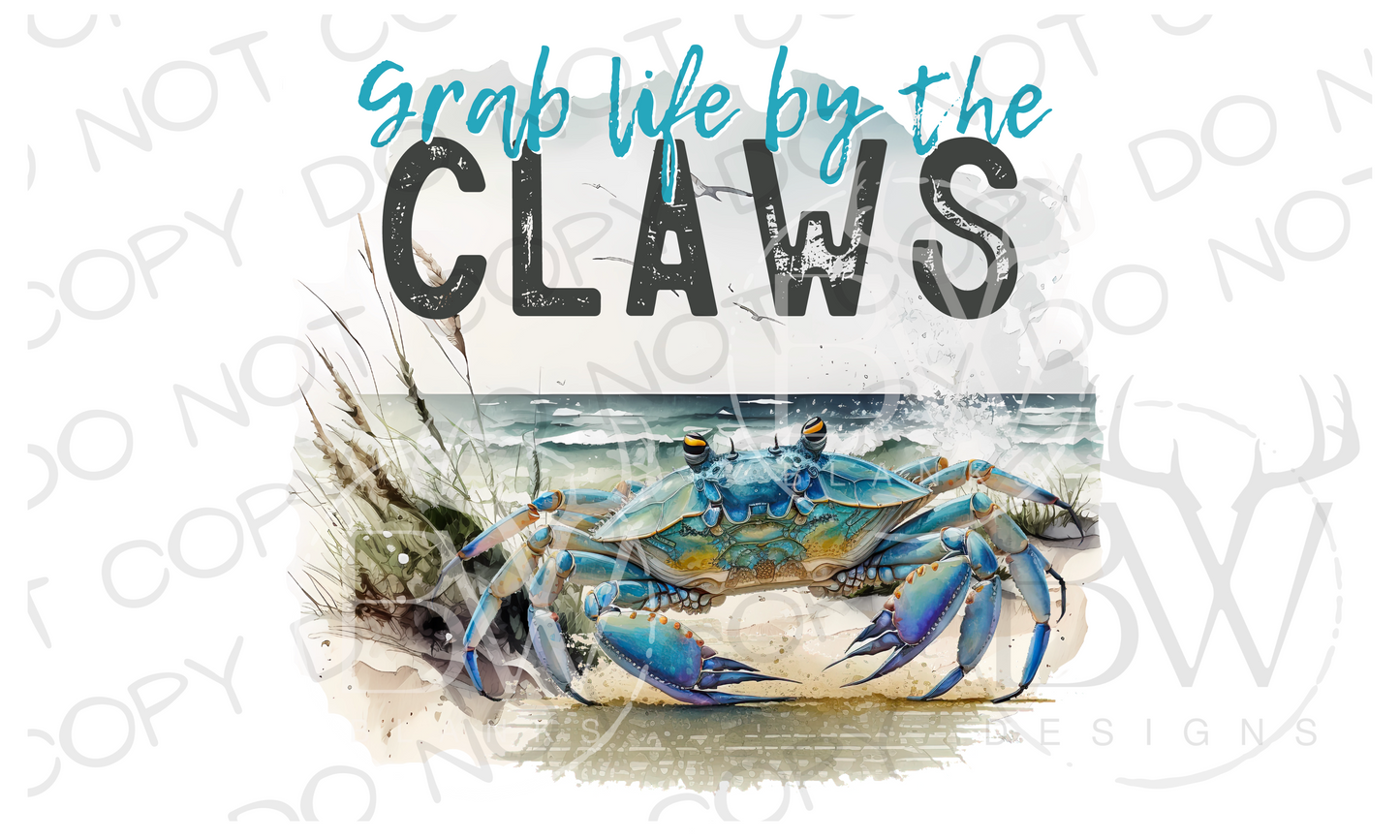 Grab Life by the Claws Saltwater Blue Crab Digital Download PNG