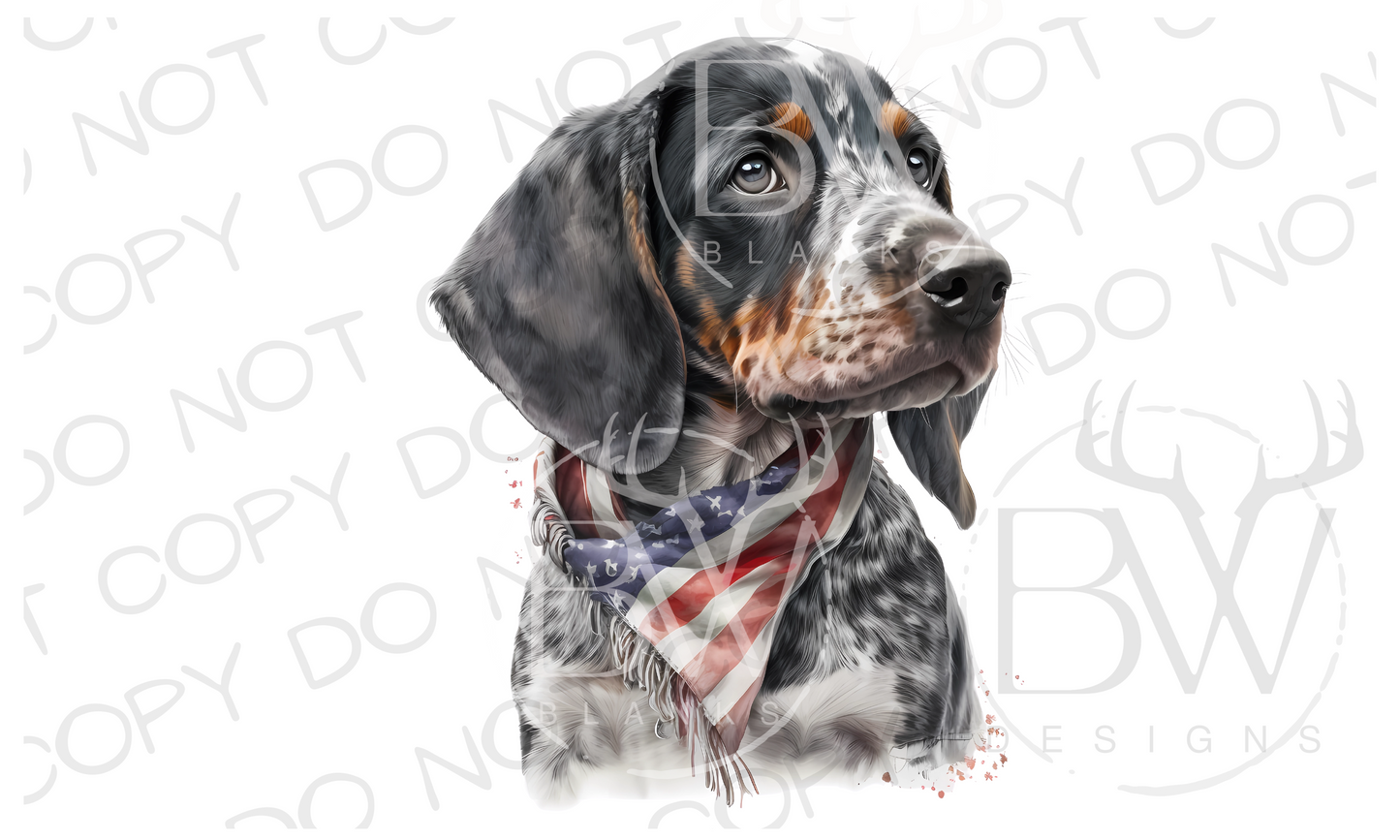 American Bluetick Coonhound Puppy Hunting Dog Digital Download PNG