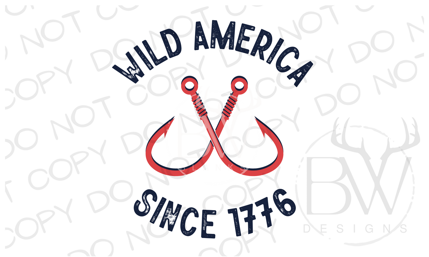 Wild American Since 1776 Fourth of July Fishing Digital Download PNG