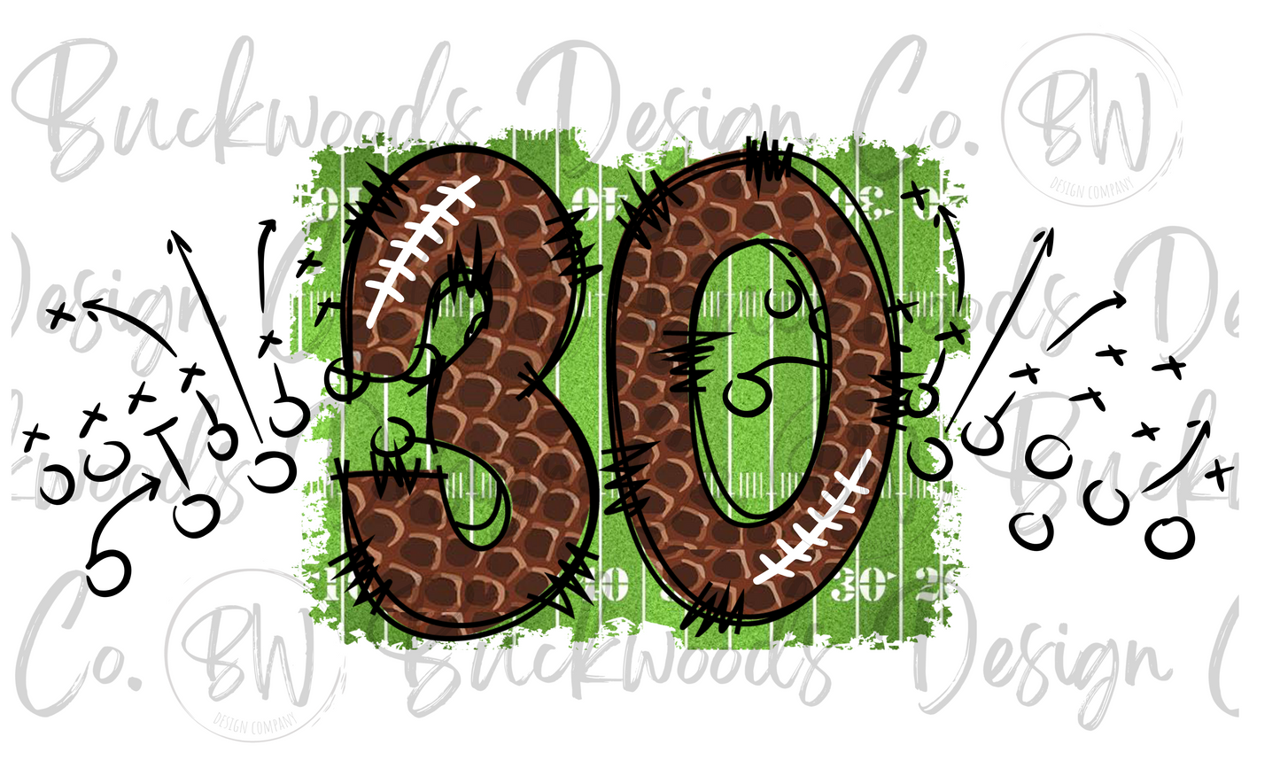 30 Doodle Football Jersey Numbers Football Digital Download PNG