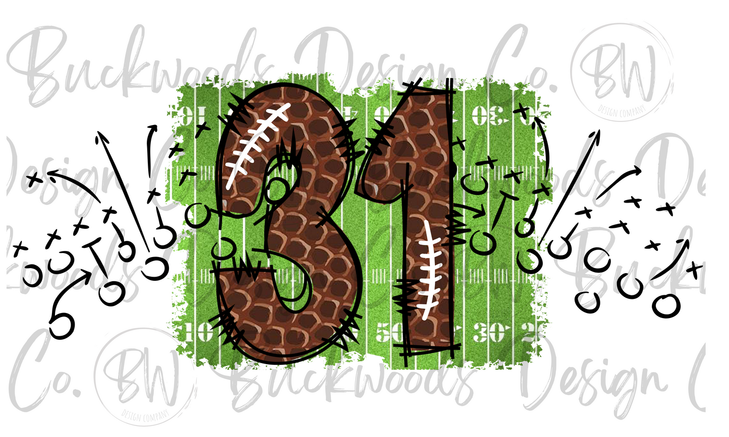 31 Doodle Football Jersey Numbers Football Digital Download PNG