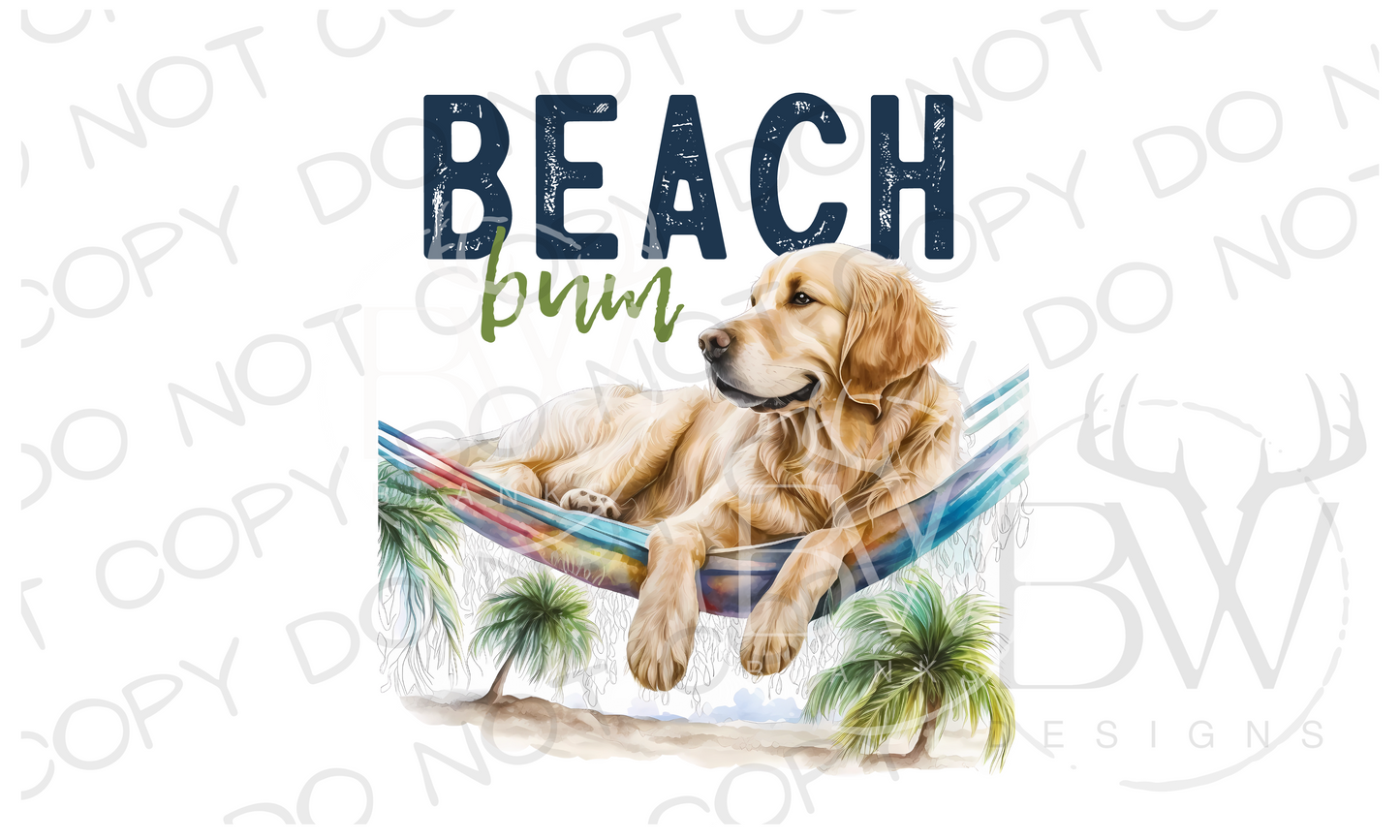 Beach Bum Golden Retriever Summer Digital Download PNG