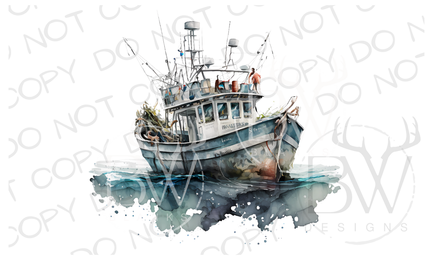 Commercial Fishing Boat Saltwater Fishing Digital Download PNG