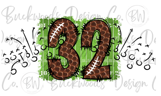 32 Doodle Football Jersey Numbers Football Digital Download PNG