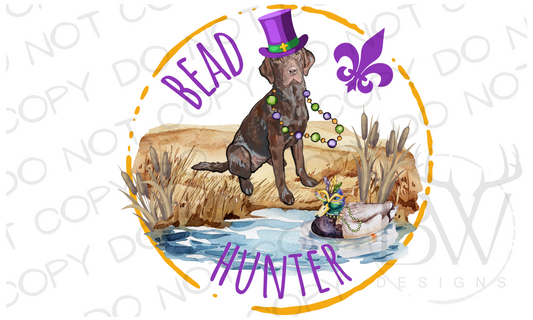 Bead Hunter Mardi Gras Hunting Dog Digital Download PNG