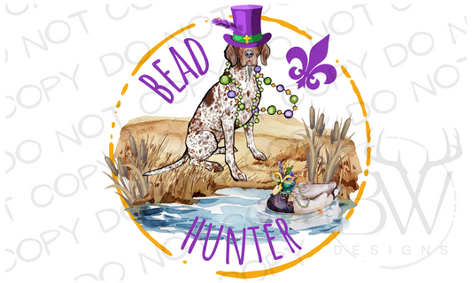 Bead Hunter Mardi Gras Hunting Dog Digital Download PNG