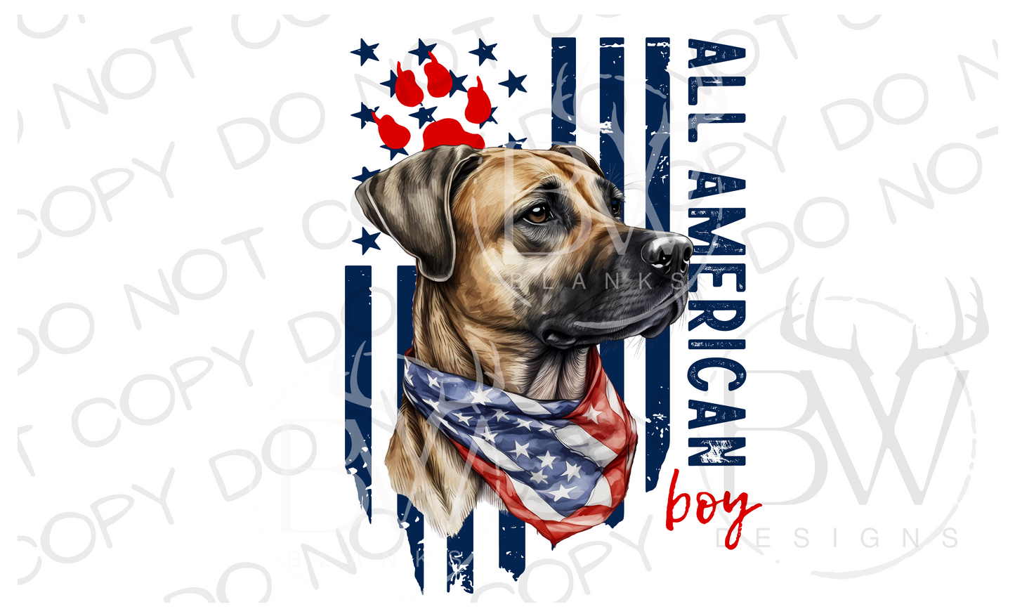 All American Boy Black Mouth Cur Hunting Dog Digital Download PNG