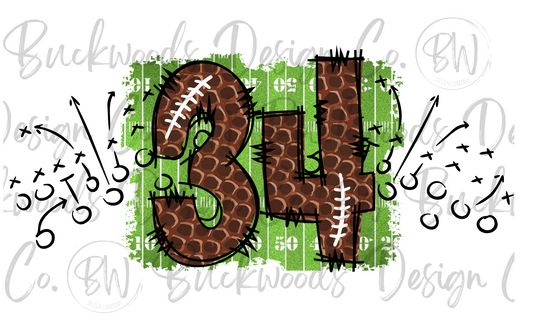 34 Doodle Football Jersey Numbers Football Digital Download PNG