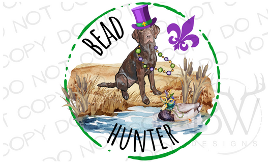 Bead Hunter Mardi Gras Hunting Dog Digital Download PNG