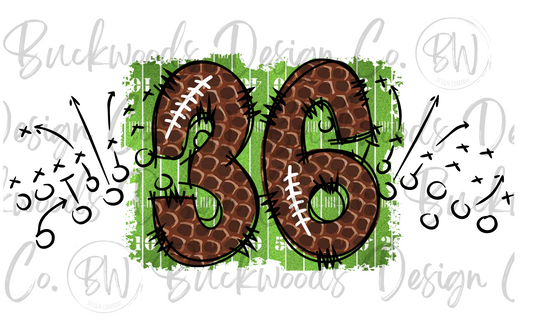 36 Doodle Football Jersey Numbers Football Digital Download PNG