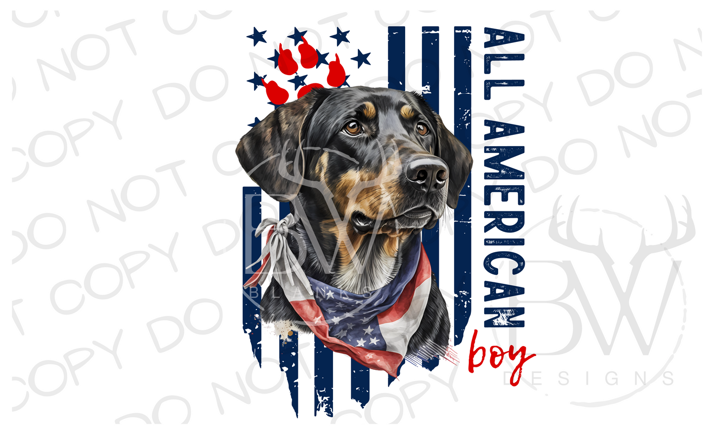 All American Boy Treeing Feist Hunting Dog Digital Download PNG