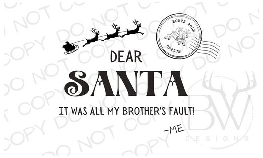 Dear Santa Christmas Letter Christmas Santa Digital Download PNG