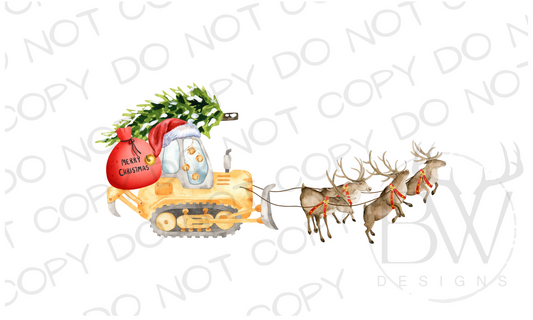 Bulldozer Sleigh Christmas Construction Digital Download PNG