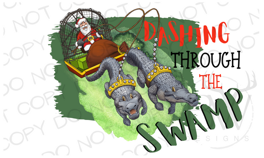 Dashing Through the Swamp Cajun Gator Christmas Digital Download PNG