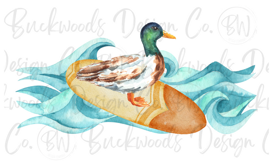 Surfing Duck Digital Download PNG