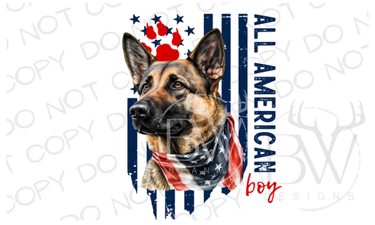 All American Boy German Shepherd Dog Digital Download PNG