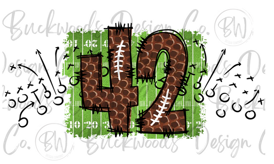 42 Doodle Football Jersey Numbers Football Digital Download PNG