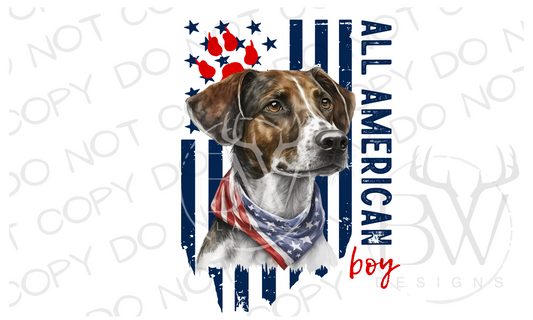 All American Boy Treeing Feist Hunting Dog Digital Download PNG