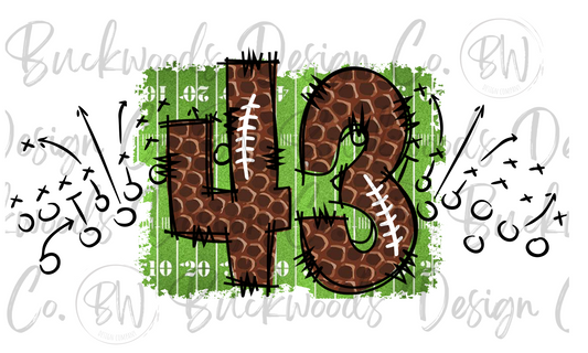 43 Doodle Football Jersey Numbers Football Digital Download PNG