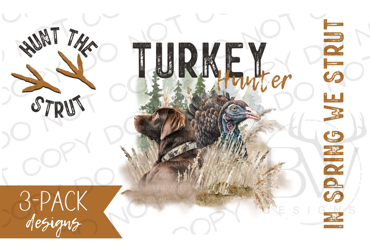 3-Pack Turkey Hunter Turkey Hunting Digital Download PNG