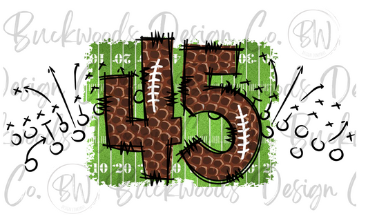 45 Doodle Football Jersey Numbers Football Digital Download PNG