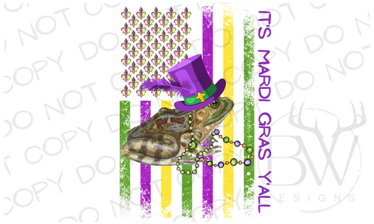 It's Mardi Gras Y'all Mardi Gras Frog Digital Download PNG