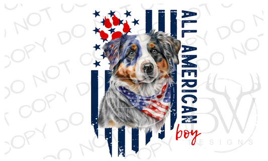 All American Boy Aussie Australian Shepherd Dog Digital Download PNG