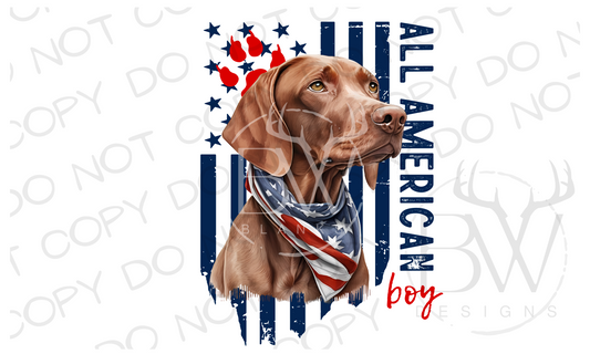 All American Boy Vizsla Retriever Hunting Dog Digital Download PNG