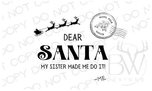 Dear Santa Christmas Letter Christmas Santa Digital Download PNG