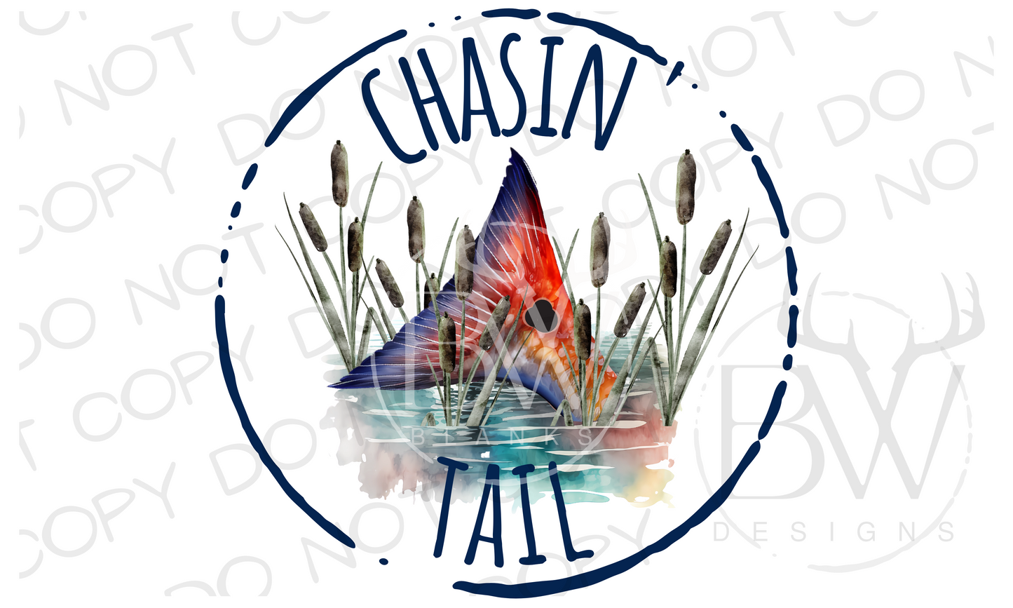 Chasin' Tail Redfish Tail Saltwater Fishing Digital Download PNG