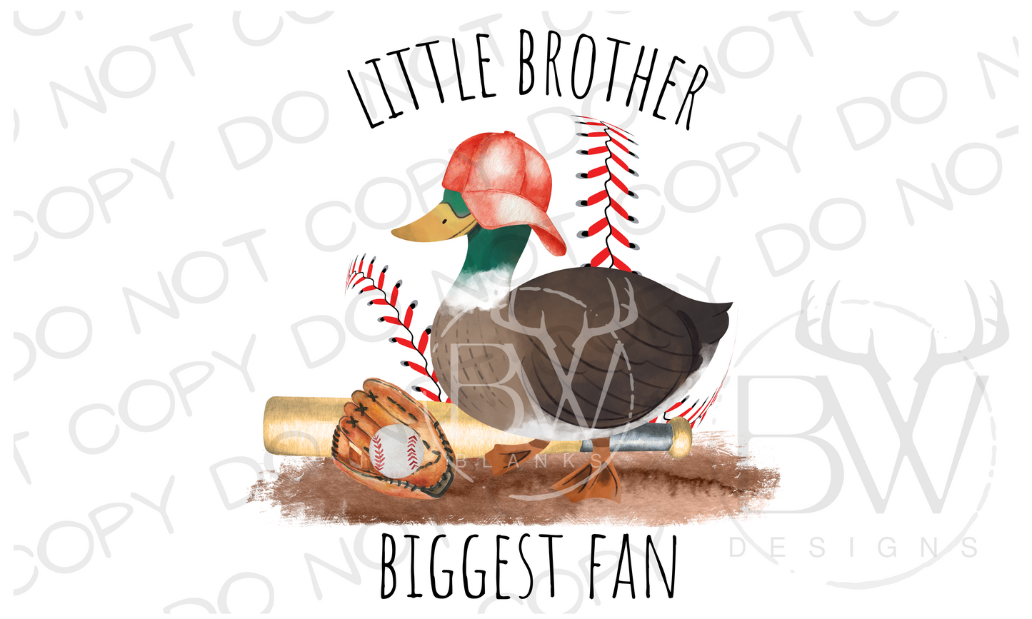 Little Brother Biggest Fan Baseball Duck Digital Download PNG