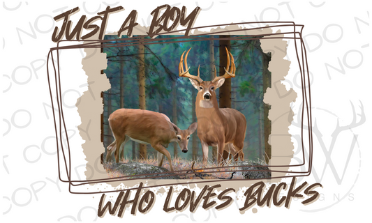 Just A Boy Who Loves Bucks Deer Hunting Digital Download PNG